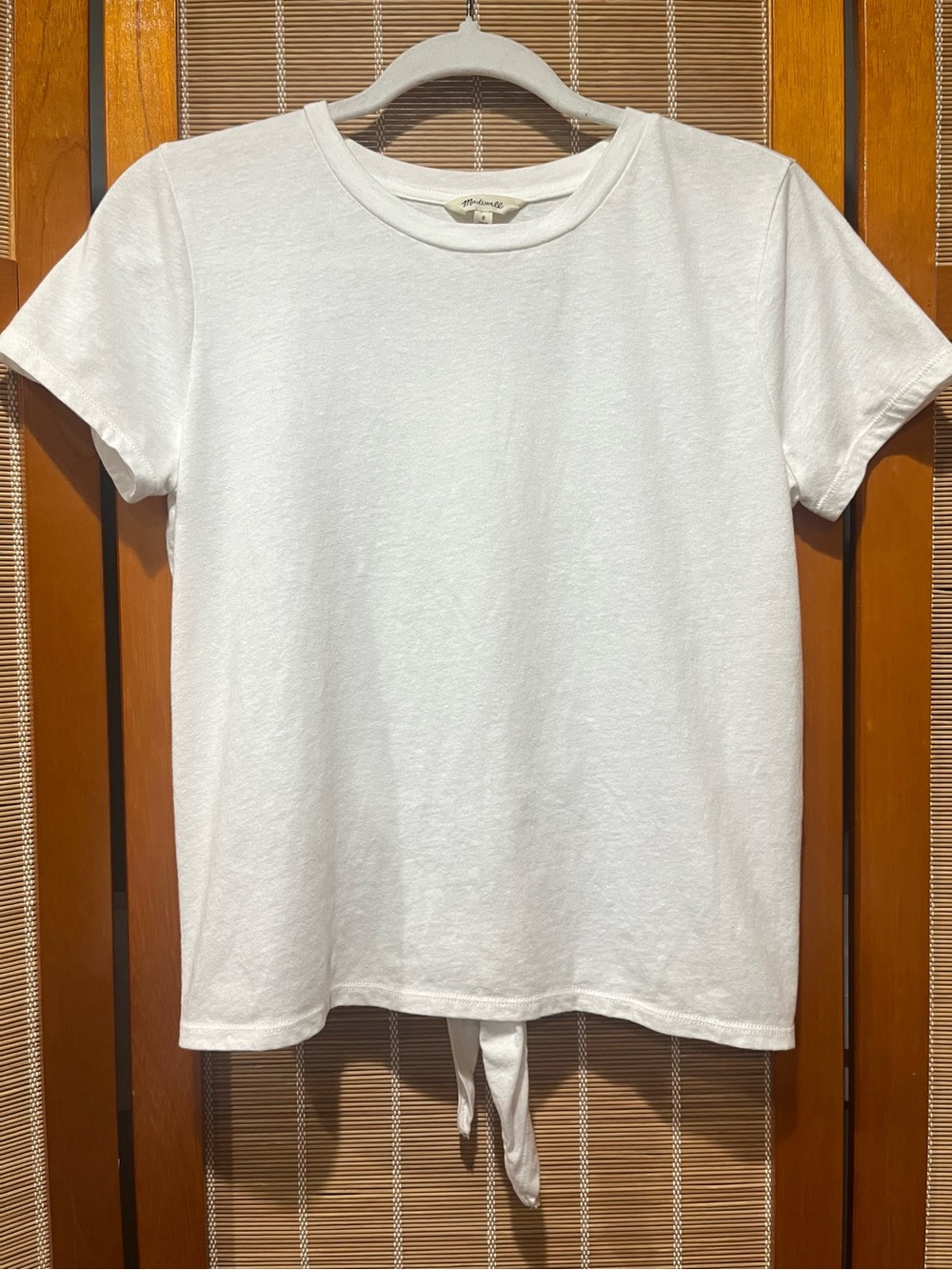 Madewell white tie-back tee, size S